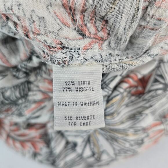 Cali 1850 Los Angeles XS Linen Viscose Tropical Leaf Print Drawstring Pants - Picture 9 of 11